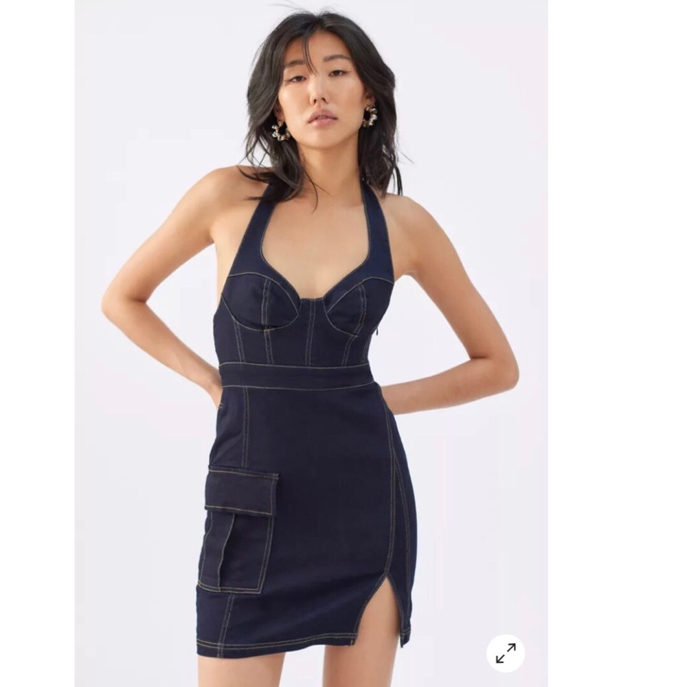 UO Jenny Denim Bustier Mini Dress